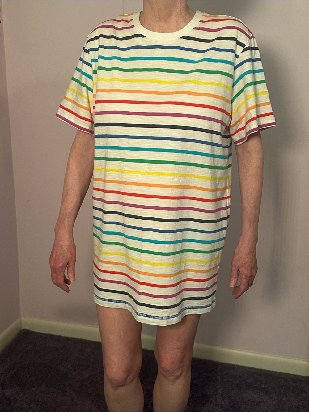 Fun Women’s  Rainbow Stripe Short Sleeve Tee, M